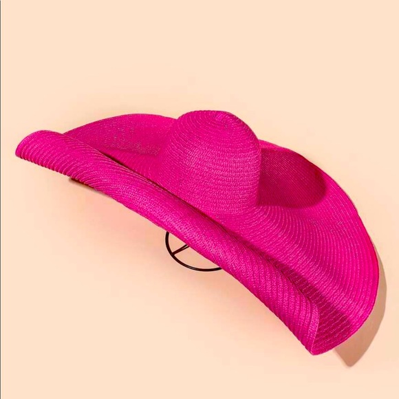 Hot Diva Summer Fuschia Oversized 🏖 Straw Hat Sun - Picture 5 of 5